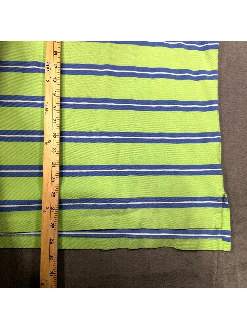Polo Ralph Lauren Polo Shirt Lime Green Blue Mens 2XL Striped Golf Performance